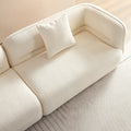 White Sectional Sofa, Durable Fabric, Solid Wood Frame, High Density Sponge Filler White Fabric 4 Seat