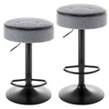 Round Storage Bar Stool Set Of 2, Grey Linen Height Adjustable Barstool, 360 Counter Height Swivel Stool, Armless Bar Chair With Metal Frame For Kitchen Counter Dining Living Room Grey Set Of 2 Foam Linen