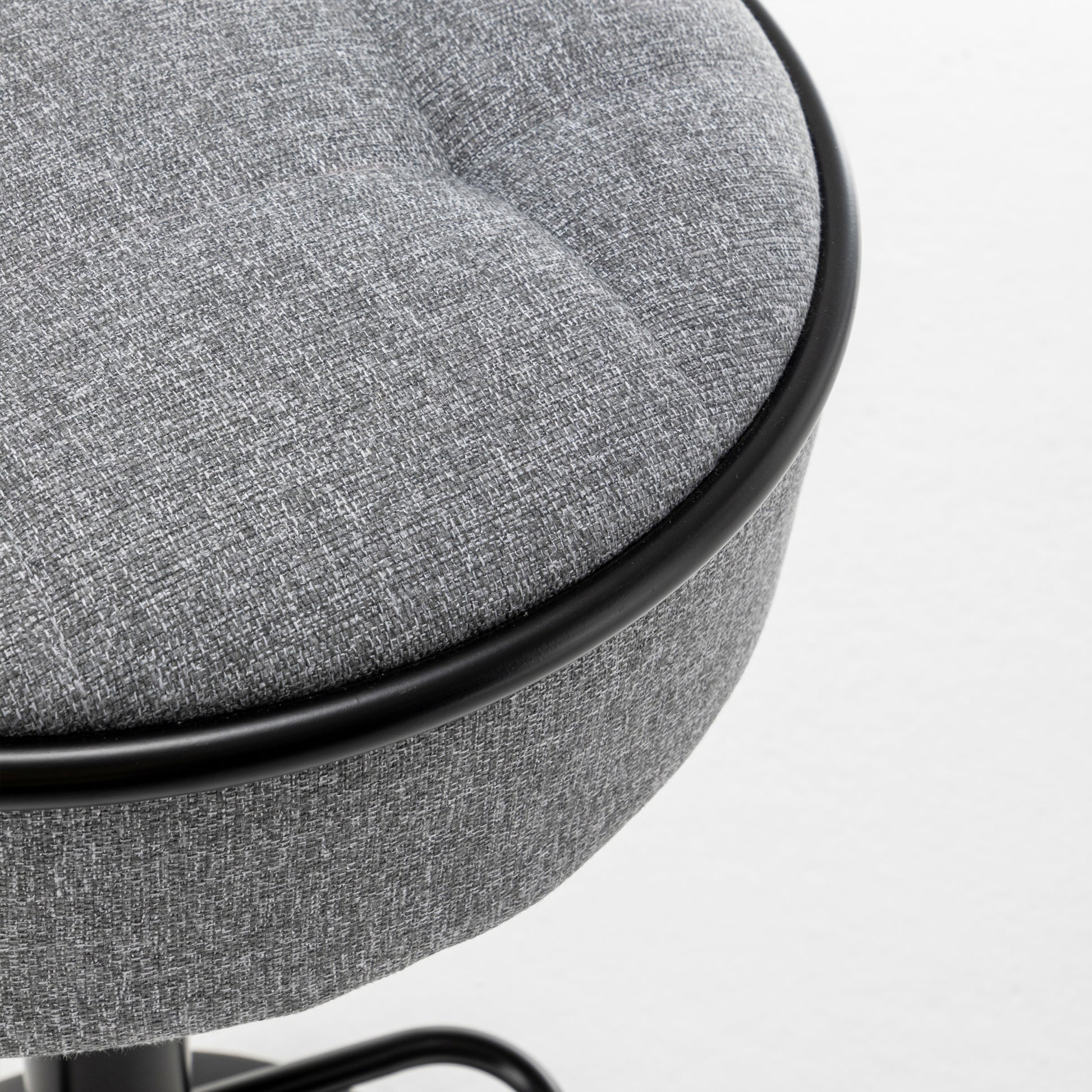 Round Storage Bar Stool Set Of 2, Grey Linen Height Adjustable Barstool, 360 Counter Height Swivel Stool, Armless Bar Chair With Metal Frame For Kitchen Counter Dining Living Room Grey Set Of 2 Foam Linen