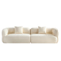 White Sectional Sofa, Durable Fabric, Solid Wood Frame, High Density Sponge Filler White Fabric 4 Seat