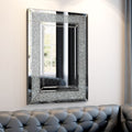 Large Wall Mounted Silver Decorative Rectangular Wall Mirror For Home, Living Room, Bedroom, Entryway Clear Hd Mirror Silver Mdf Glass
