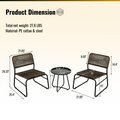 Patio Furniture Set 3 Piece Mixture Pattern Pe Rattan Steel Frame And Modern Round Table, Brown And Black No Sectional Black Brown Seats 2 Rust Resistant Frame Garden & Outdoor American Design,American Traditional,Antique,Vintage 2 Person Seating Group