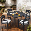 5 Piece Outdoor Patio Aluminum Furniture, Modern Dining Set, Including 4 Dining Chairs Sunbrella Fabric Cushioned And 40