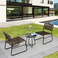 Patio Furniture Set 3 Piece Mixture Pattern Pe Rattan Steel Frame And Modern Round Table, Brown And Black No Sectional Black Brown Seats 2 Rust Resistant Frame Garden & Outdoor American Design,American Traditional,Antique,Vintage 2 Person Seating Group