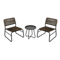 Patio Furniture Set 3 Piece Mixture Pattern Pe Rattan Steel Frame And Modern Round Table, Brown And Black No Sectional Black Brown Seats 2 Rust Resistant Frame Garden & Outdoor American Design,American Traditional,Antique,Vintage 2 Person Seating Group