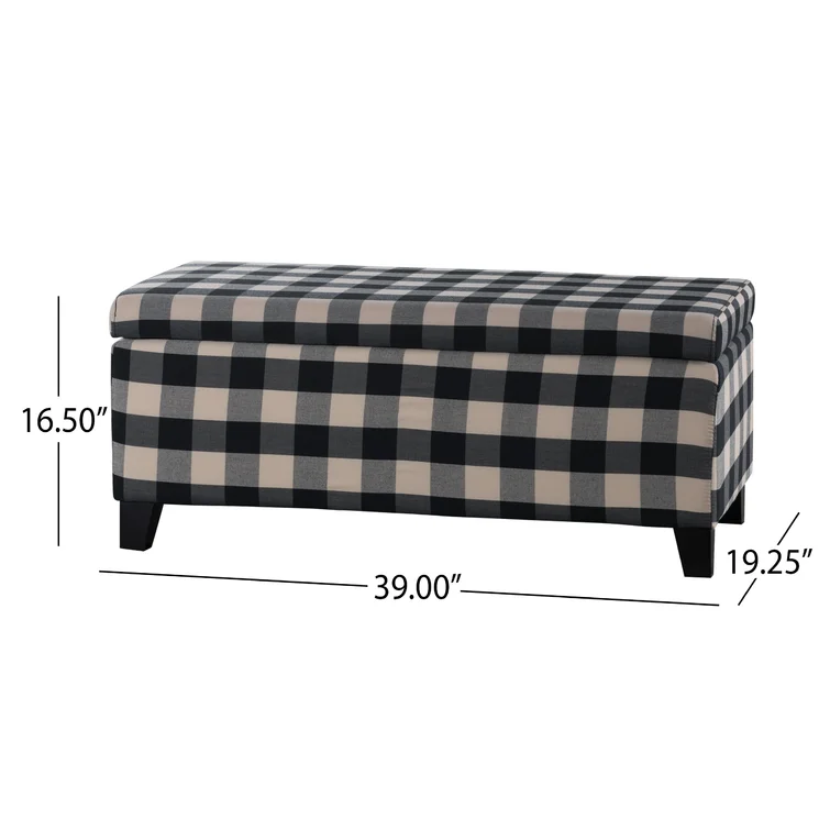 Storage Ottoman Black Fabric