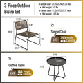 Patio Furniture Set 3 Piece Mixture Pattern Pe Rattan Steel Frame And Modern Round Table, Brown And Black No Sectional Black Brown Seats 2 Rust Resistant Frame Garden & Outdoor American Design,American Traditional,Antique,Vintage 2 Person Seating Group