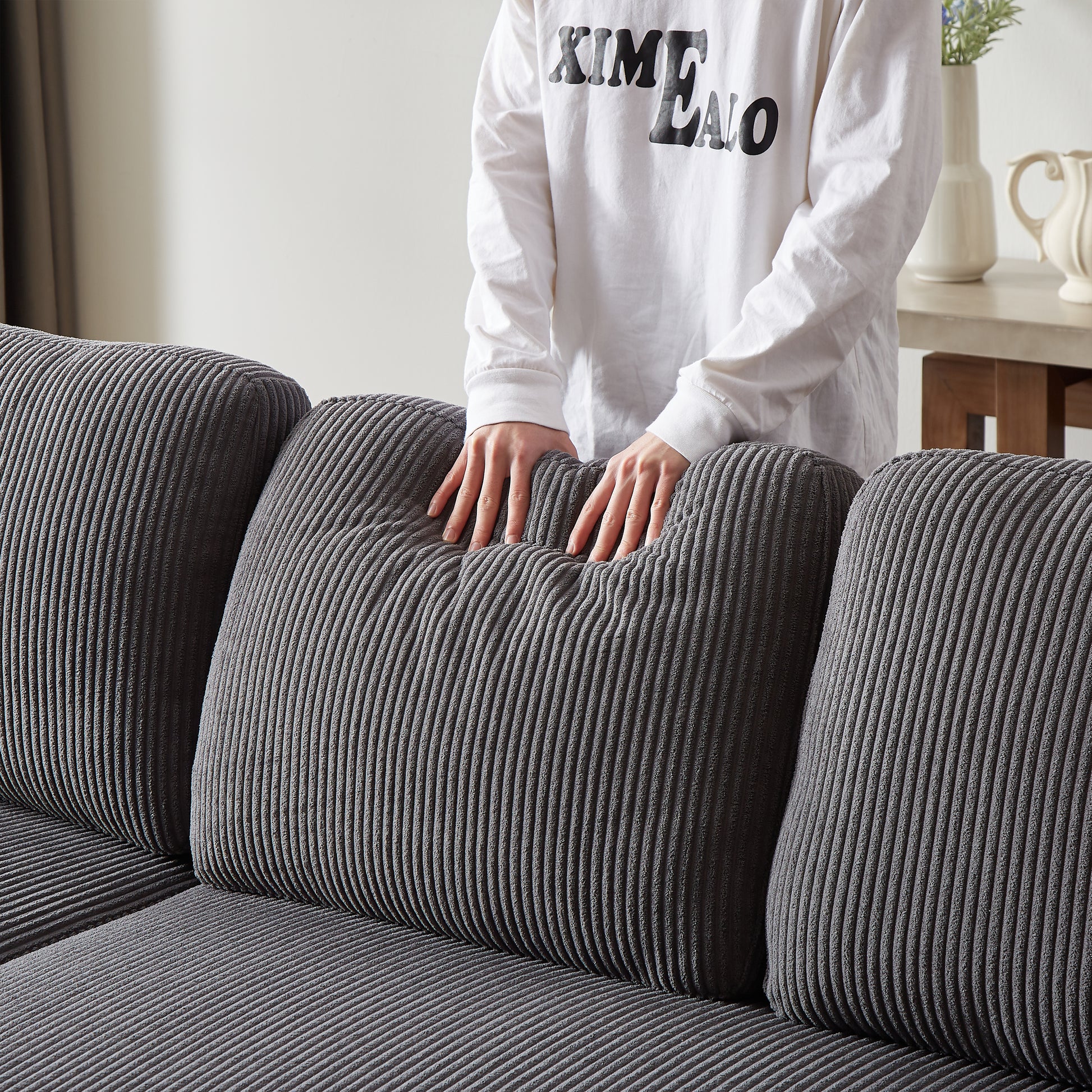 Fx78.7" Comfortable Corduroy L Shaped Combo Sofa Bed, Living Room Furniture Set For Tight Spaces, Reversible Sleeper Combo Sofa With Pullout Bed, Reversible Sofa Bed For Living Room,W1926S00011 Grey Wood Primary Living Space Foam Corduroy 3 Seat