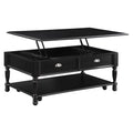 Classic Design Black Finish Lift Top Cocktail Table With Casters Bottom Shelf Wooden Traditional Living Room Furniture Black Primary Living Space Classic,Traditional Rectangular Coffee & End Tables Wood