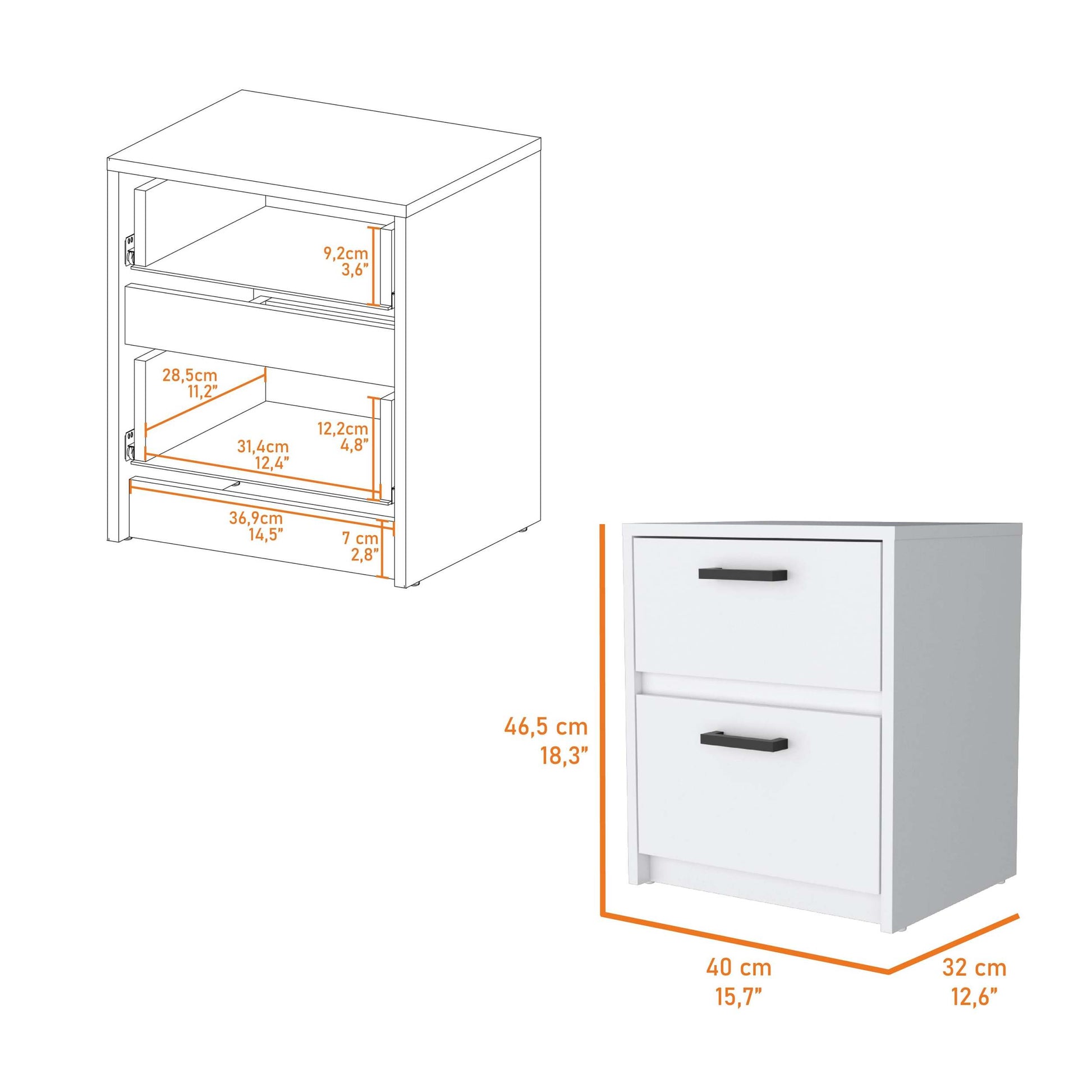 White 2 Drawer Nightstand White White 2 Drawers Bedroom Drawer Storage Drawers White Wood