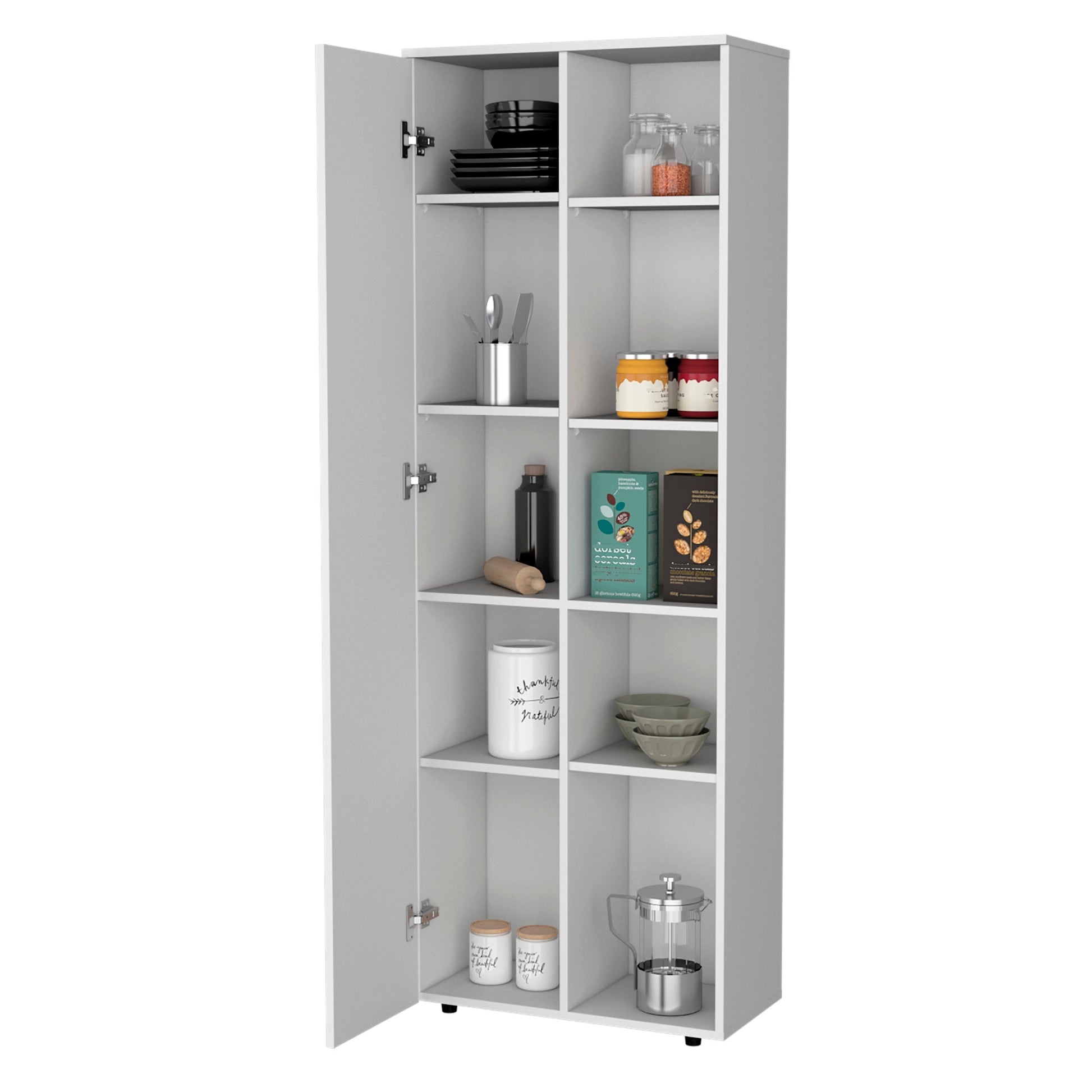 White 1 Door Multistorage Kitchen Pantry White White Kitchen Shelves Included Wood