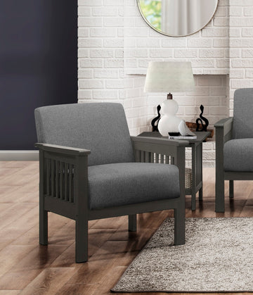 Gray Accent Chair 1Pc Solid Wood Mission Arm Cushion Back Classic Living Room Furniture Antique Gray Wooden Gray Primary Living Space Classic,Transitional Rubberwood Solid Wood