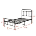 Metal Platform Bed Frame With Headboard No Box Spring Needed Twin Black Twin Black Metal