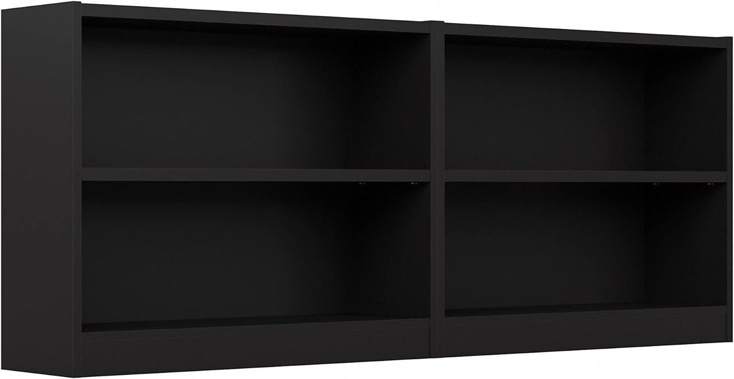 Universal Small 2 Shelf Bookcase In Black Set Of 2 Black Chinese Engineered Wood