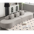 Arrived Modern Curved Combination Sofa, Terrycloth Fabric Sofa, Minimalist Sofa In Living Room, Apartment, No Assembly Required, Three Pillows,Gray Gray Primary Living Space Medium Soft Polyester 4 Seat