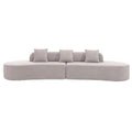 Arrived Modern Curved Combination Sofa, Terrycloth Fabric Sofa, Minimalist Sofa In Living Room, Apartment, No Assembly Required, Three Pillows,Gray Gray Primary Living Space Medium Soft Polyester 4 Seat