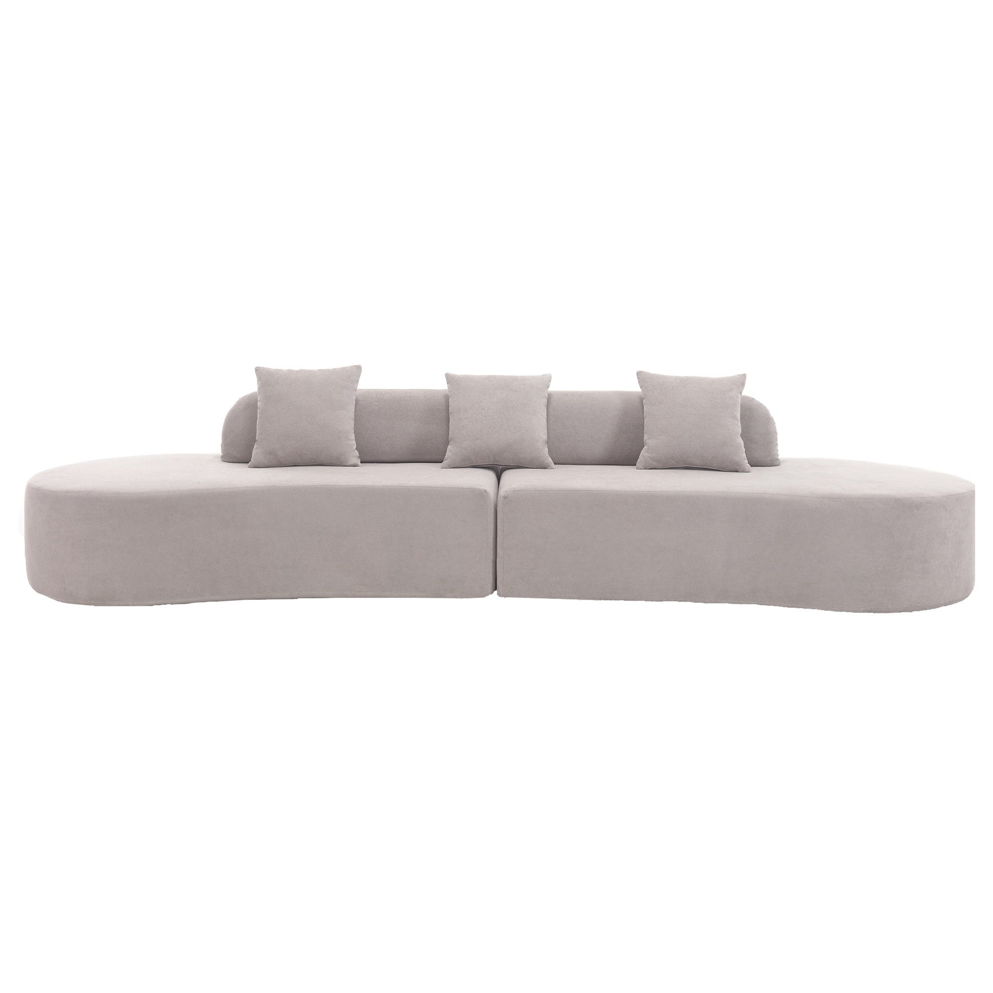 Arrived Modern Curved Combination Sofa, Terrycloth Fabric Sofa, Minimalist Sofa In Living Room, Apartment, No Assembly Required, Three Pillows,Gray Gray Primary Living Space Medium Soft Polyester 4 Seat