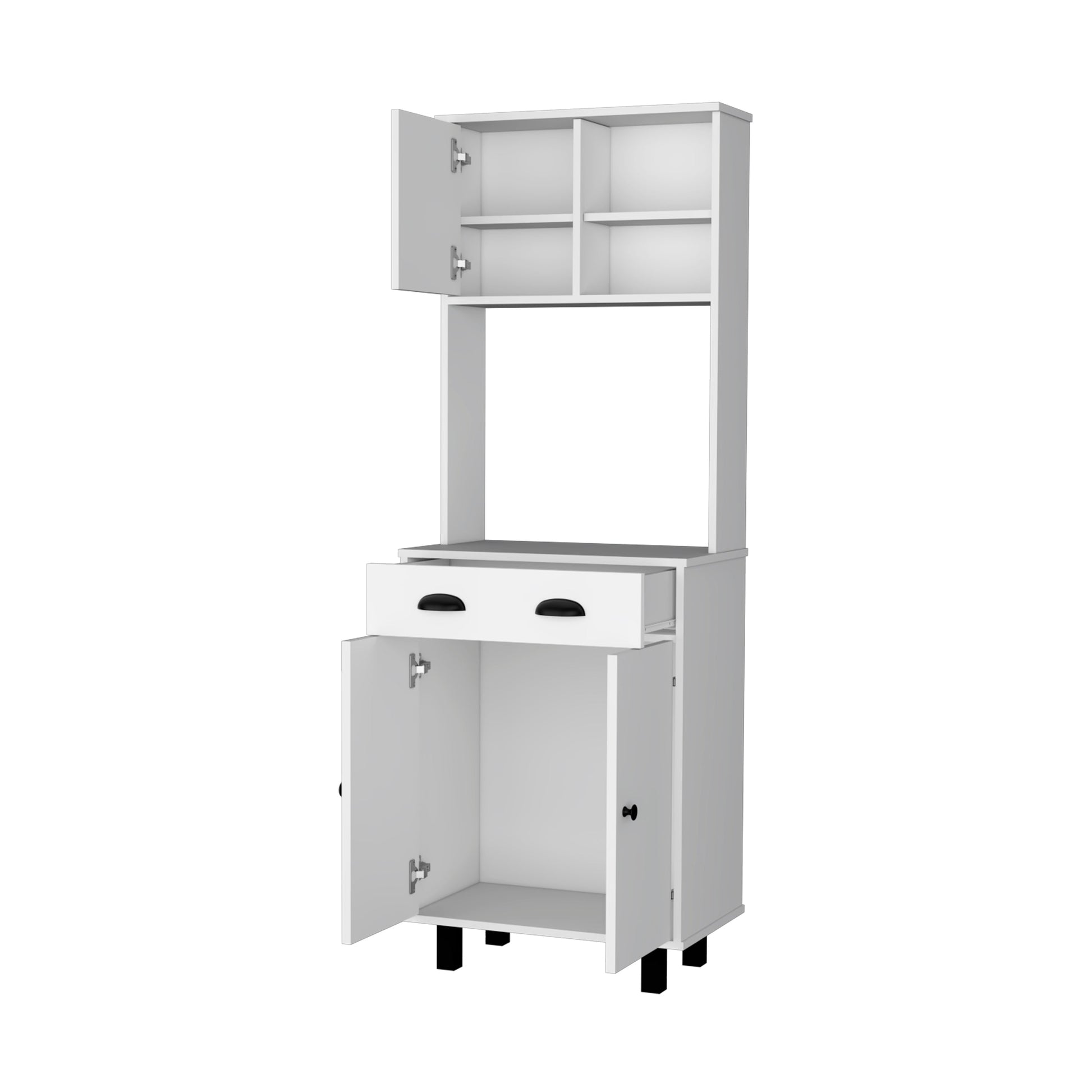 White 1 Drawer Kitchen Pantry White White Kitchen Shelves Included Wood
