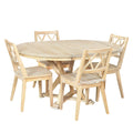 Mid Century 5 Piece Extendable Round Dining Table Set With 15.7