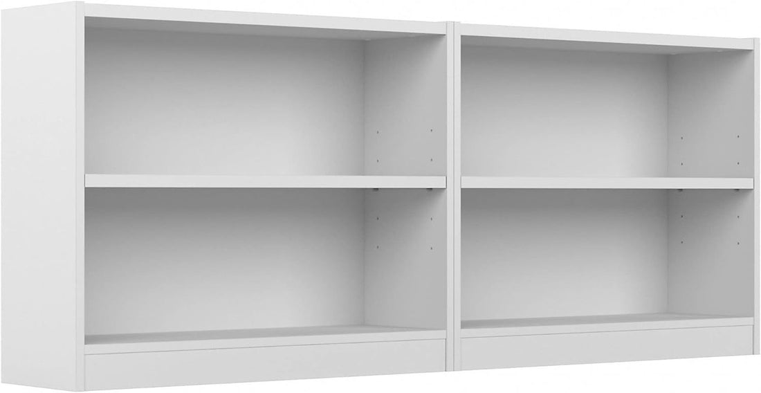 Bush Furniture Universal 2 Shelf Bookcase Set Of 2 In Pure White White Bedroom Engineered Wood