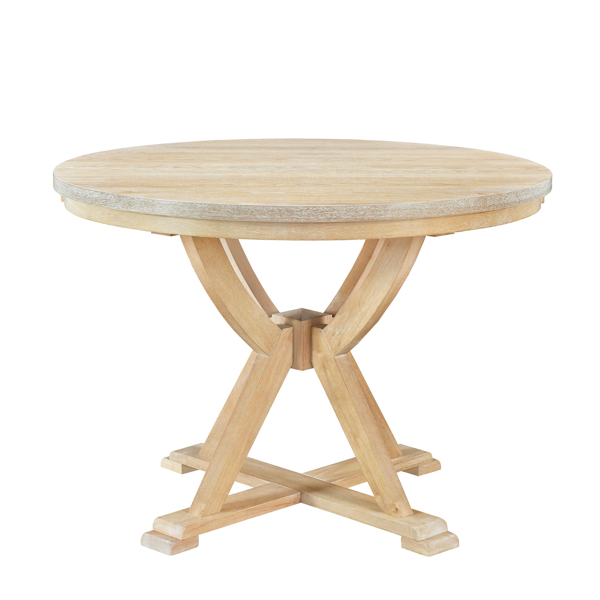 Mid Century 5 Piece Extendable Round Dining Table Set With 15.7" Removable Leaf And 4 Cross Back Dining Chairs, Natural Wood Dining Room Extendable Rubberwood Oval Dining Table With Chair Wood Wood Natural Seats 4 Removable Leaf Mid Century Modern Oval