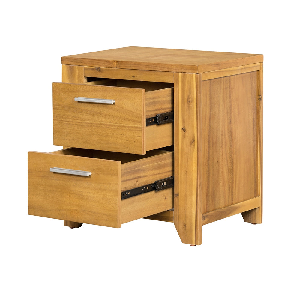 20.7X15.4X22" Nightstand Natural Wood Brown Primary Living Space Boho,Classic,Farmhouse,French Country,Rustic Solid Wood Mdf