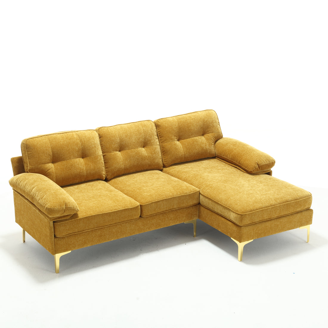 L Shape Sofa Yellow Primary Living Space Soft Solid Wood 4 Seat