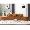 Arrived Modern Curved Combination Sofa, Terrycloth Fabric Sofa, Minimalist Sofa In Living Room, Apartment, No Assembly Required, Three Pillows,Browm Brown Primary Living Space Medium Soft Polyester 4 Seat
