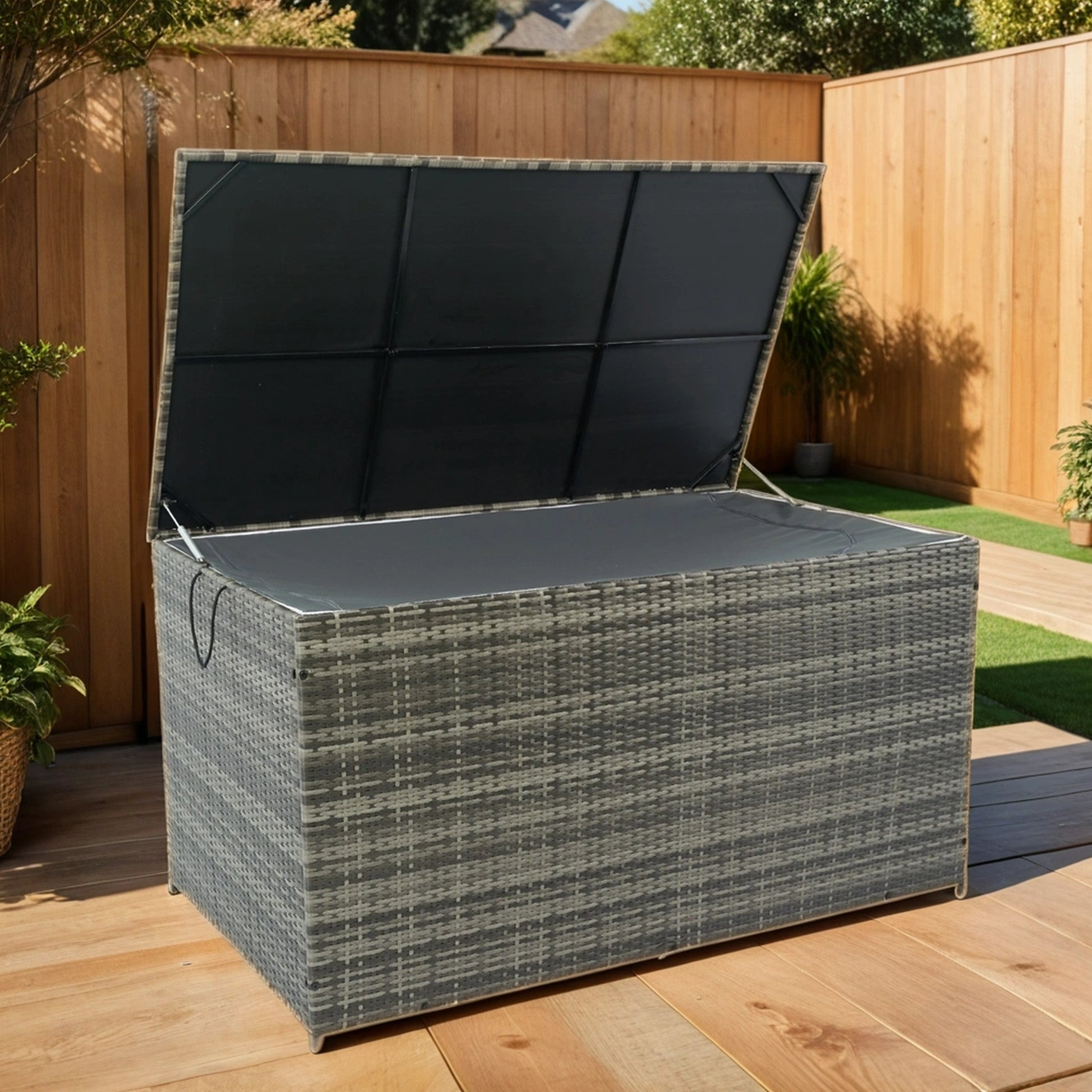 Outdoor Storage Box, 200 Gallon Wicker Patio Deck Boxes With Lid, Outdoor Cushion Storage For Kids Toys, Pillows, Towel No Sectional Grey Mildew Resistant Frame Mildew Resistant Cushion Garden & Outdoor American Traditional Pe Rattan Iron Waterproof
