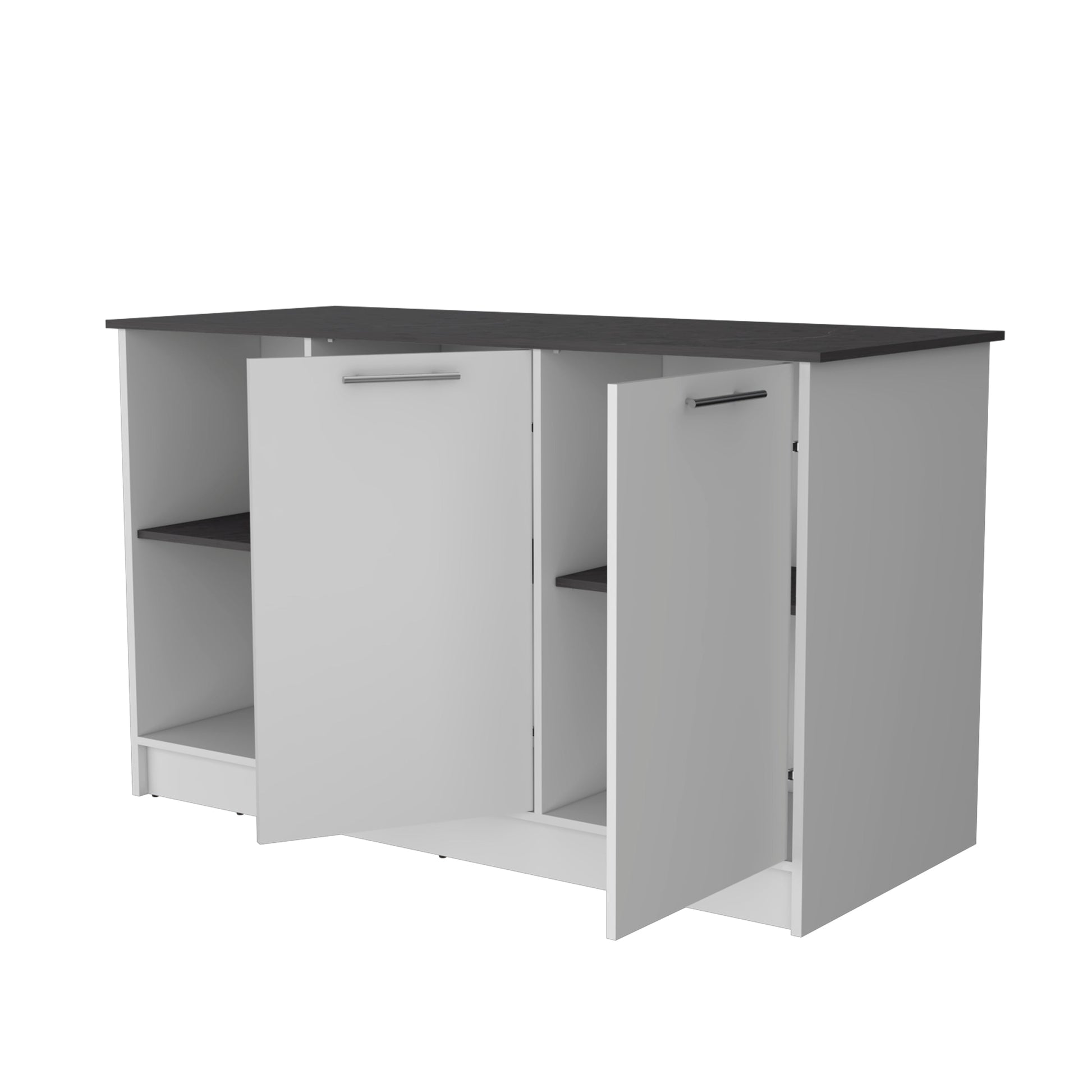 White And Onyx Double Door Cabinets Kitchen Island White Gray Kitchen Rectangular Stationary Kitchen Islands Wood Large 56 In