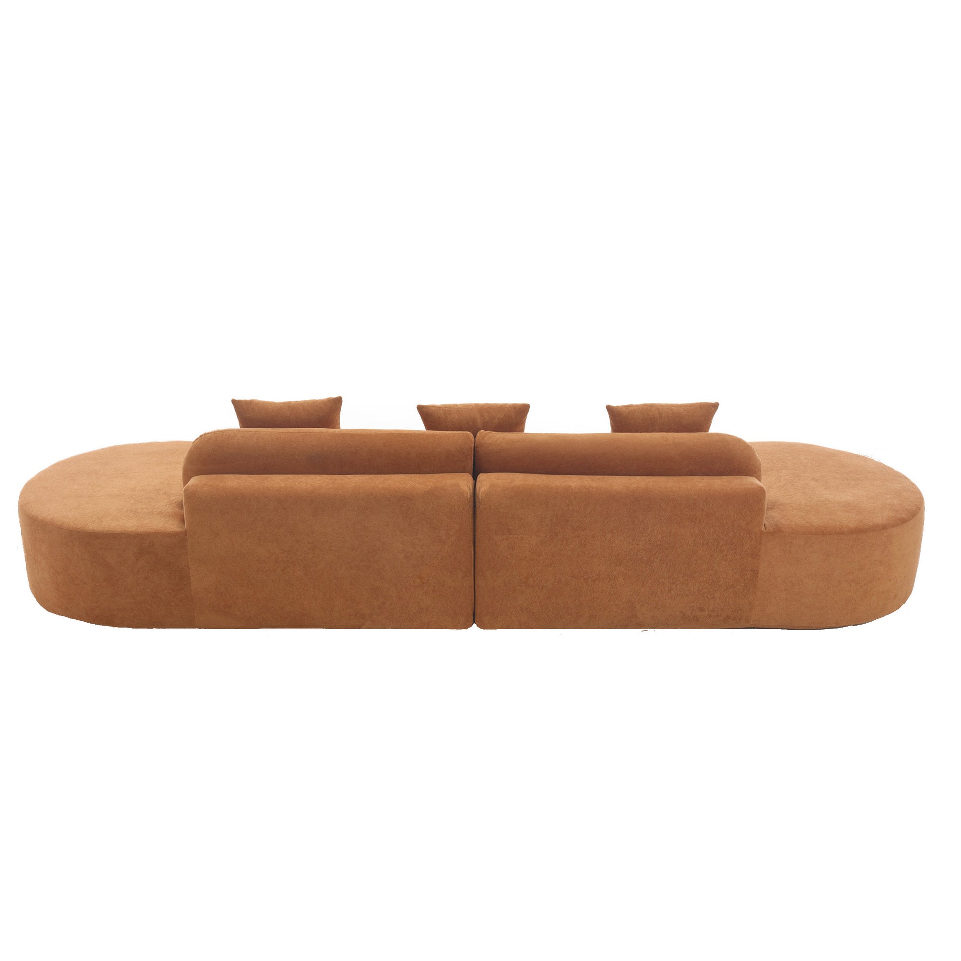 Arrived Modern Curved Combination Sofa, Terrycloth Fabric Sofa, Minimalist Sofa In Living Room, Apartment, No Assembly Required, Three Pillows,Browm Brown Primary Living Space Medium Soft Polyester 4 Seat