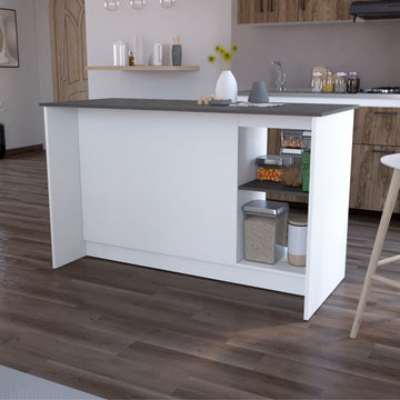 White And Onyx Double Door Cabinets Kitchen Island White Gray Kitchen Rectangular Stationary Kitchen Islands Wood Large 56 In