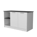 White And Onyx Double Door Cabinets Kitchen Island White Gray Kitchen Rectangular Stationary Kitchen Islands Wood Large 56 In