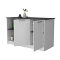 White And Onyx Double Door Cabinets Kitchen Island White Gray Kitchen Rectangular Stationary Kitchen Islands Wood Large 56 In
