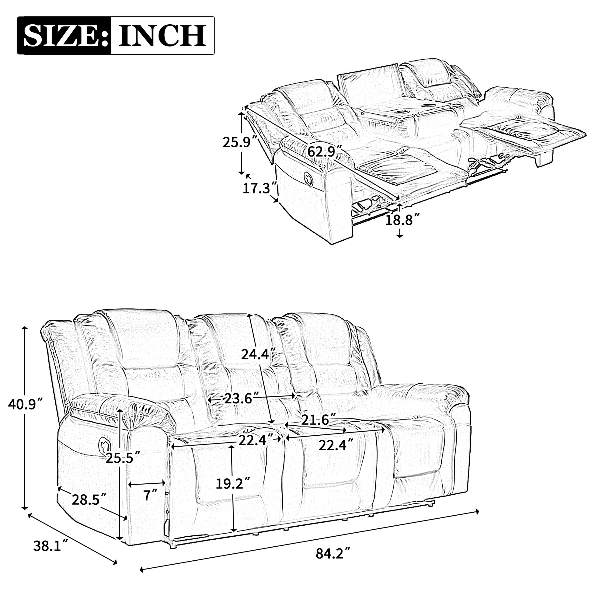 Home Theater Recliner Set Manual Recliner Chair With Wide Armrest, Two Built In Cup Holders For Living Room,Bedroom, Black Old Sku:Sg000760Aab Black Foam Pu Leather