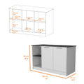 White And Onyx Double Door Cabinets Kitchen Island White Gray Kitchen Rectangular Stationary Kitchen Islands Wood Large 56 In