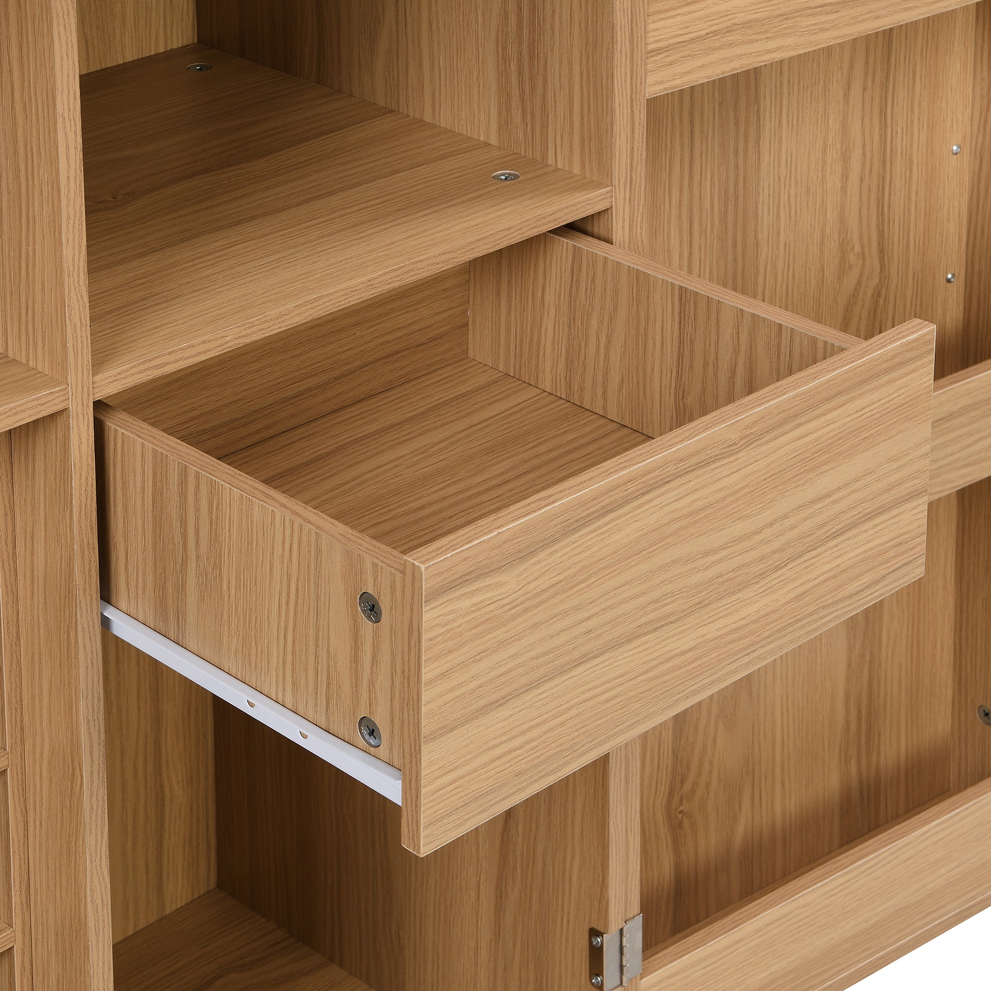 42.5" Modern Home Bar Cabinet Carved Wine Cabinet With Storage Natural Dining Room Contemporary Mdf