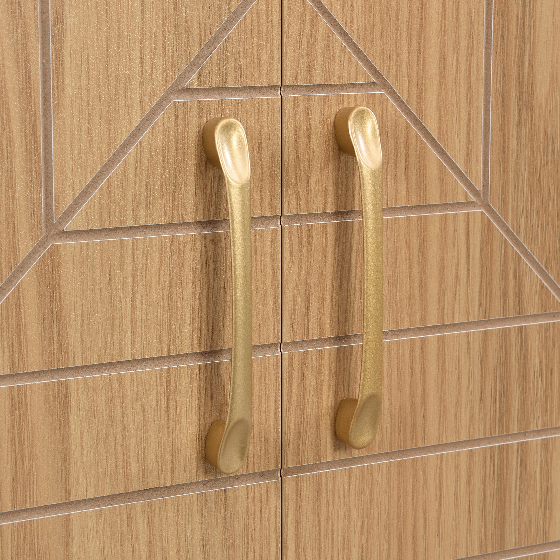 42.5" Modern Home Bar Cabinet Carved Wine Cabinet With Storage Natural Dining Room Contemporary Mdf