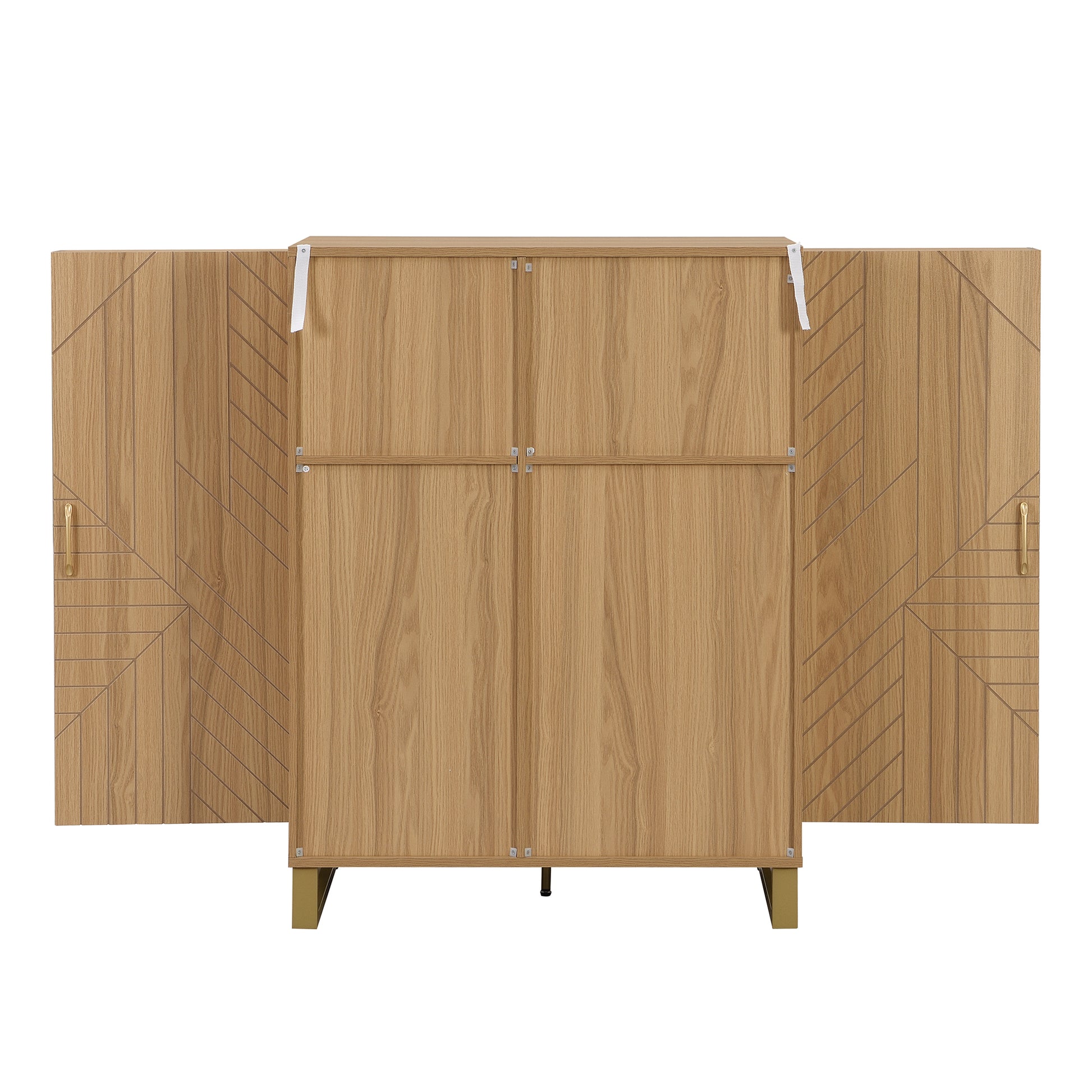 42.5" Modern Home Bar Cabinet Carved Wine Cabinet With Storage Natural Dining Room Contemporary Mdf