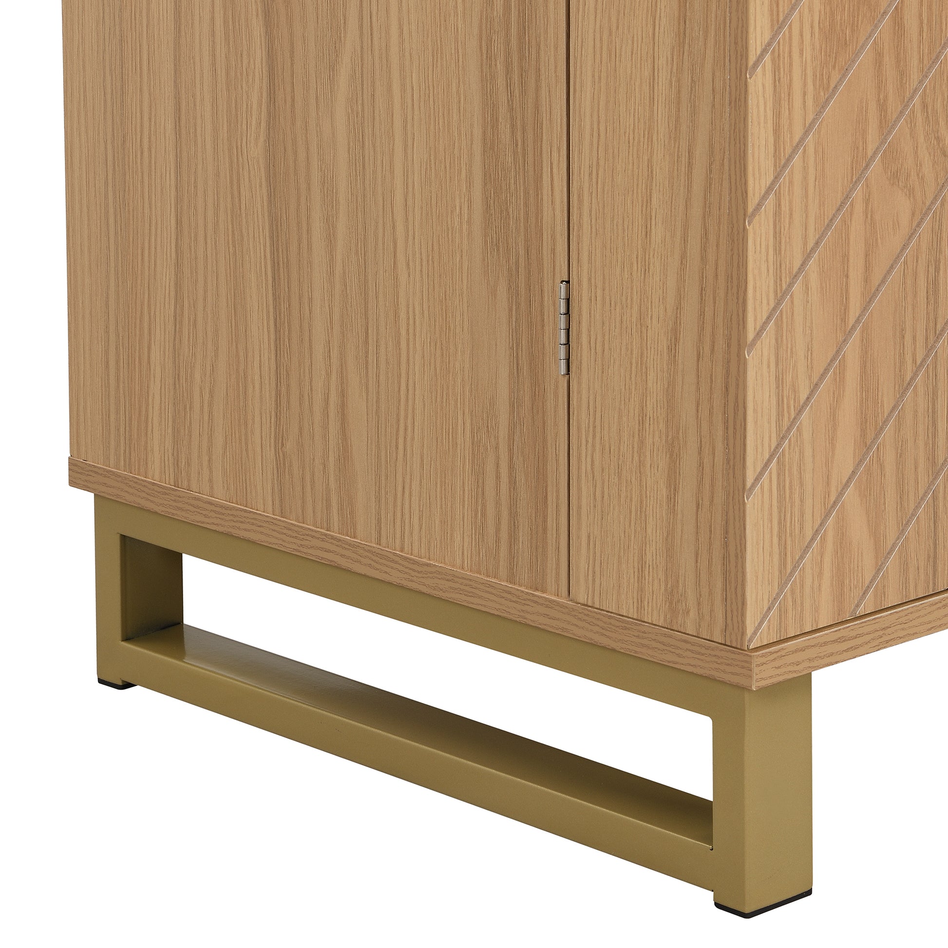 42.5" Modern Home Bar Cabinet Carved Wine Cabinet With Storage Natural Dining Room Contemporary Mdf