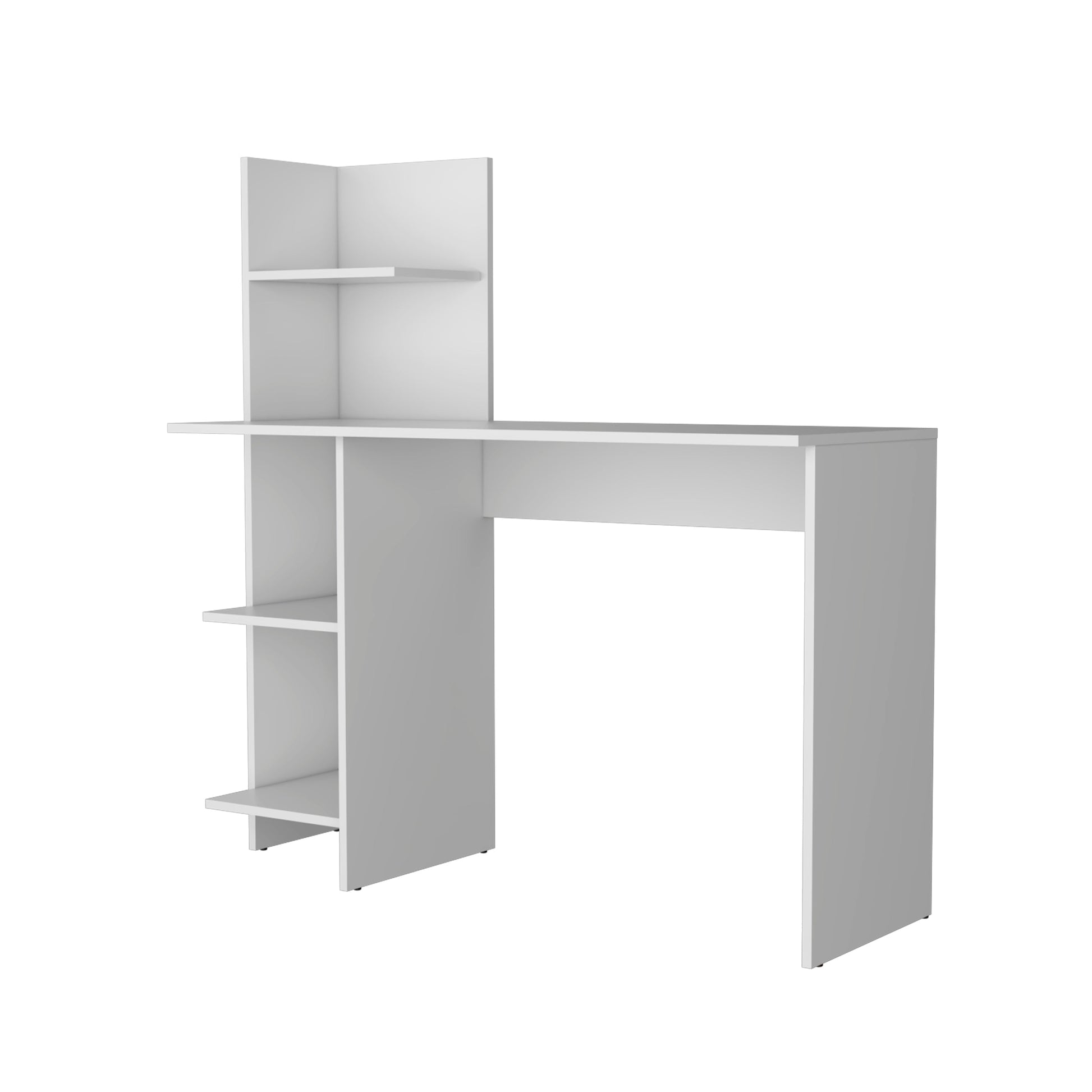 White Four Shelves Writing Desk White White Writting Desk Office Rectangular Shelves Desk Wood