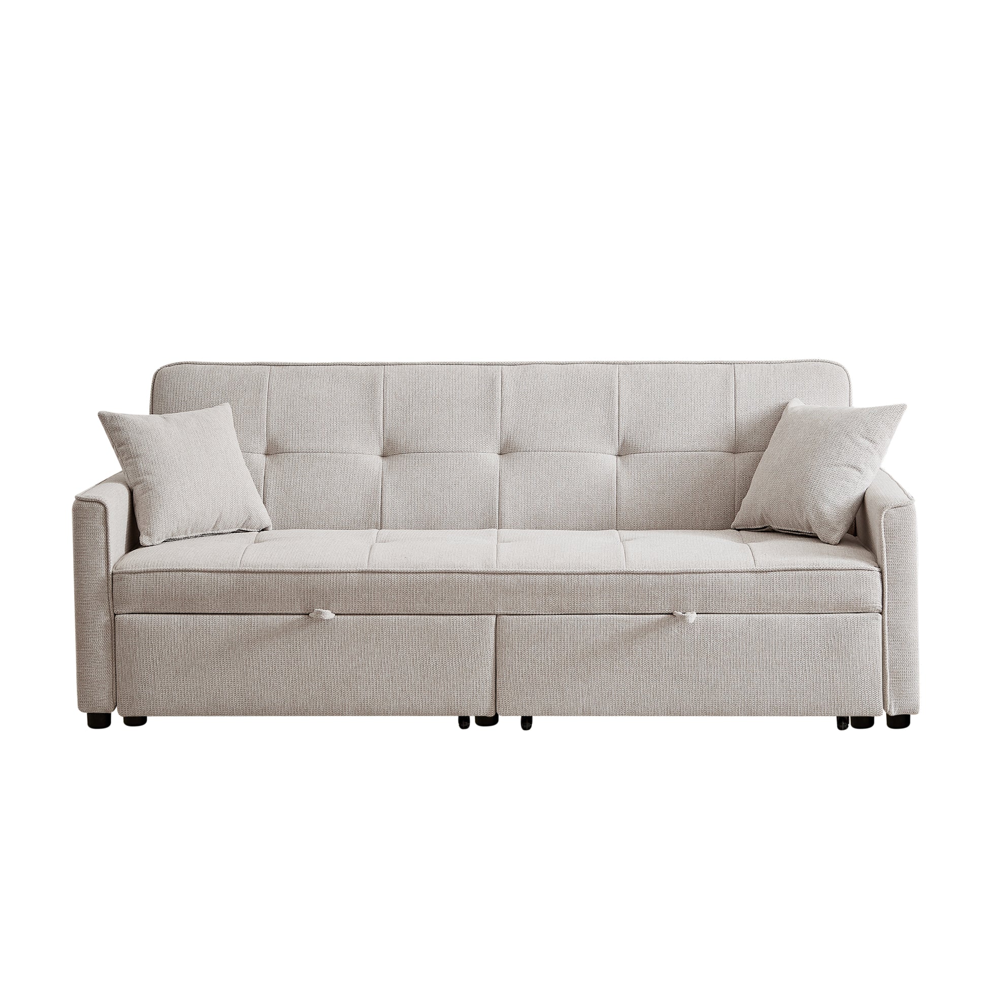 83.47 Inch Large Size Ivory Fabric 3 In 1 Convertible Sleeper Sofa Bed, For Living Room, Bedroom, Apartment, Office Ivory Fabric