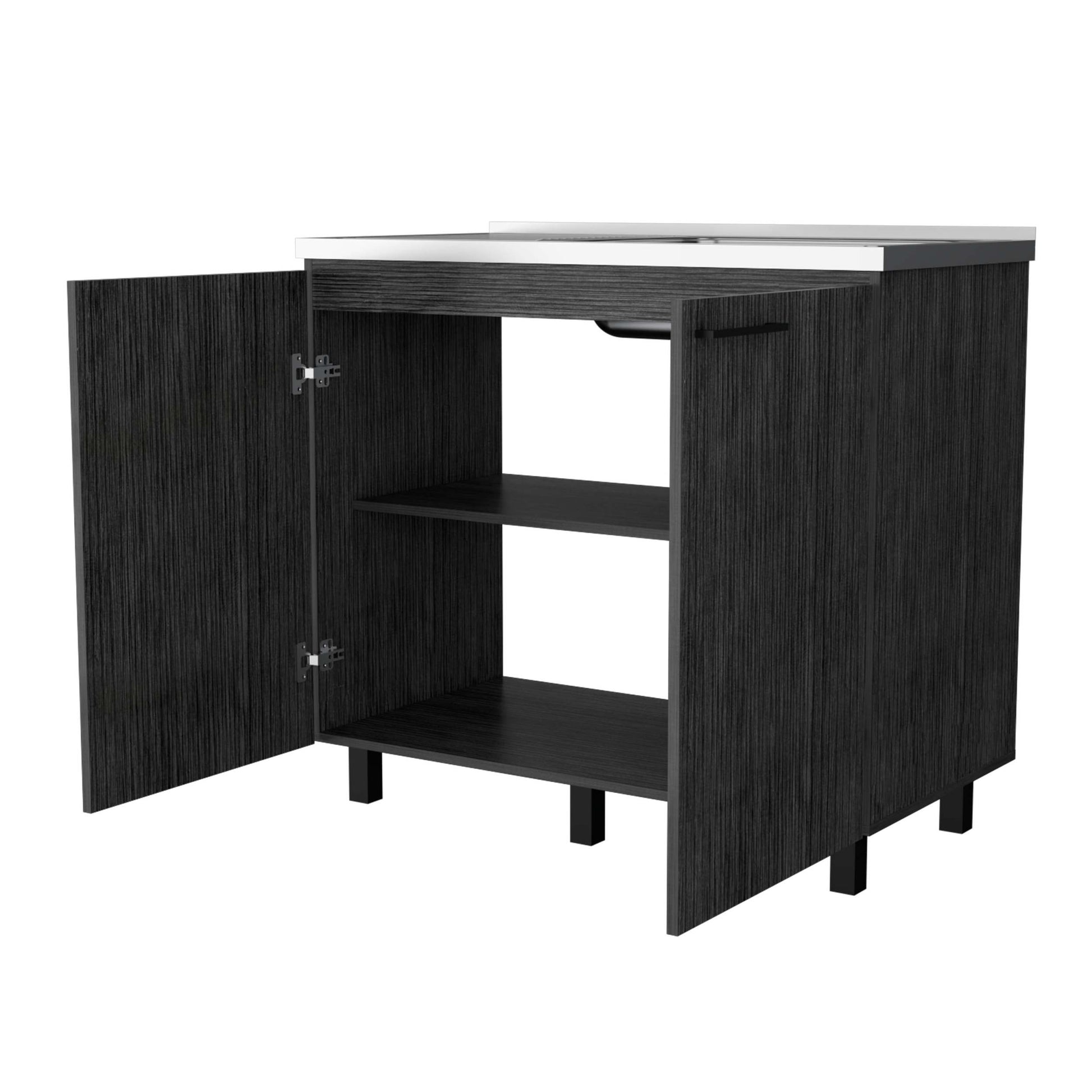 Smokey Oak Utility Sink And Cabinet Gray Kitchen Wood