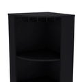 Oban Corner Bar Cabinet With Five Shelveseight Bottle Cubbies And Steamware Black Black Kitchen Modern Particle Board