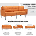 Orisfur. Linen Upholstered Modern Convertible Folding Futon Sofa Bed For Compact Living Space, Apartment, Dorm Orange Foam Linen