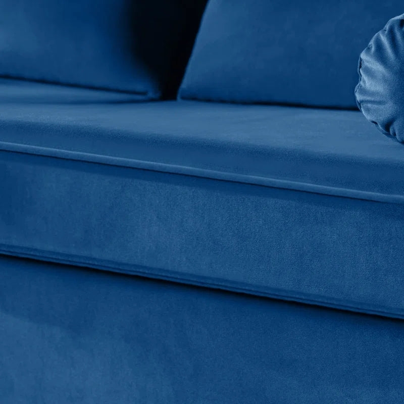 Sofa ,64.96" Modern Sofa Couch 2 Seater Fabric Sofa Blue Wood Heavy Duty Foam Velvet 2 Seat