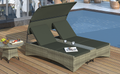 Patio Daybed Outdoor Daybed Outdoor Rattan Sun Lounger With Shelter Roof With Adjustable Backrest, Storage Box And 2 Cup Holders For Patio, Balcony, Poolside,Grey Yes Grey Seats 2 Water Resistant Frame Water Resistant Cushion Garden & Outdoor Sectional