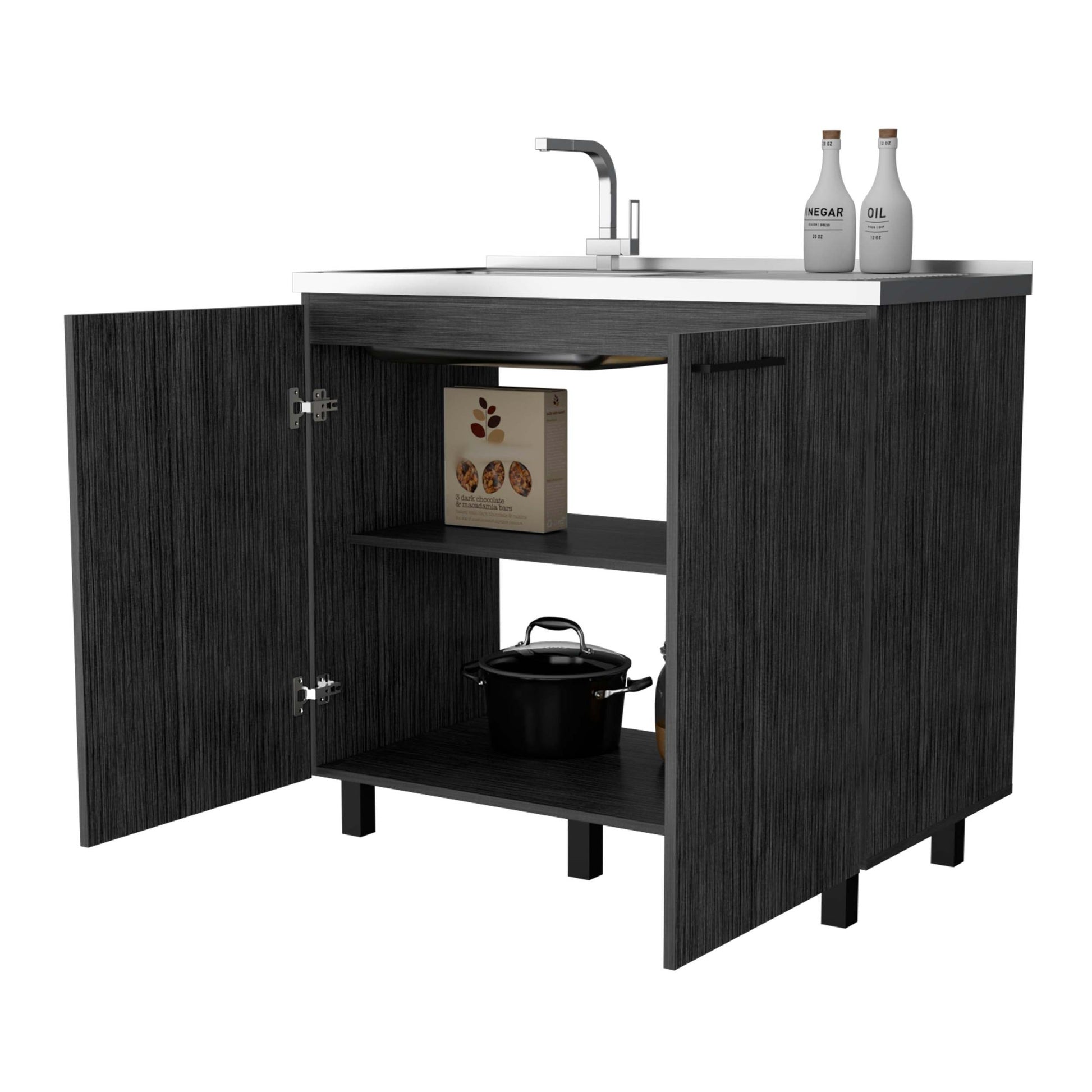 Smokey Oak Utility Sink And Cabinet Gray Kitchen Wood
