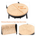 Honey Swivel Bar Stools Paper Rope Handwoven Barstools With Back Set Of 2 Rustic Round Counter Chairs For Dining Room, Kitchen Island Honey Metal Honey Dining Room Powder Coated Round Dry Clean Farmhouse Bar Stools Set Of 2 Paper Rope