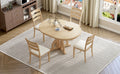 5 Piece Farmhouse Round Pedestal Extending Dining Table Set Extendable Kitchen Table Set With 15.8